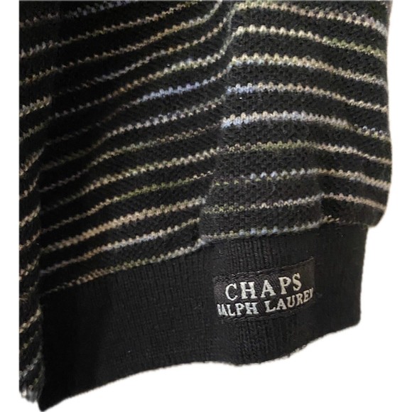 Chaps Ralph Lauren size XL black striped Polo 100% cotton short sleeve - Picture 3 of 7